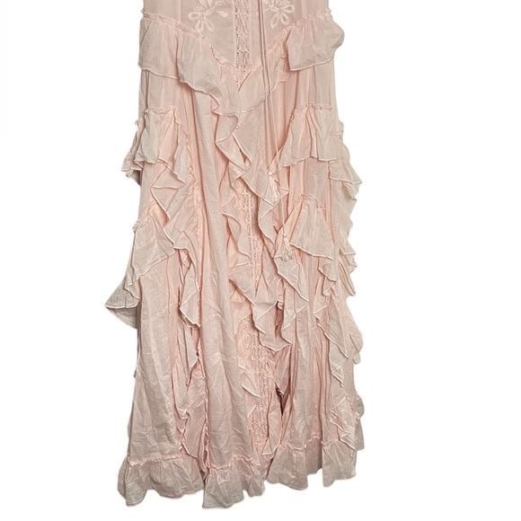 NWT VENUS Ruffled Tiered Maxi Boho Dress 100% Cotton In Blush Pink Size S - Picture 4 of 7